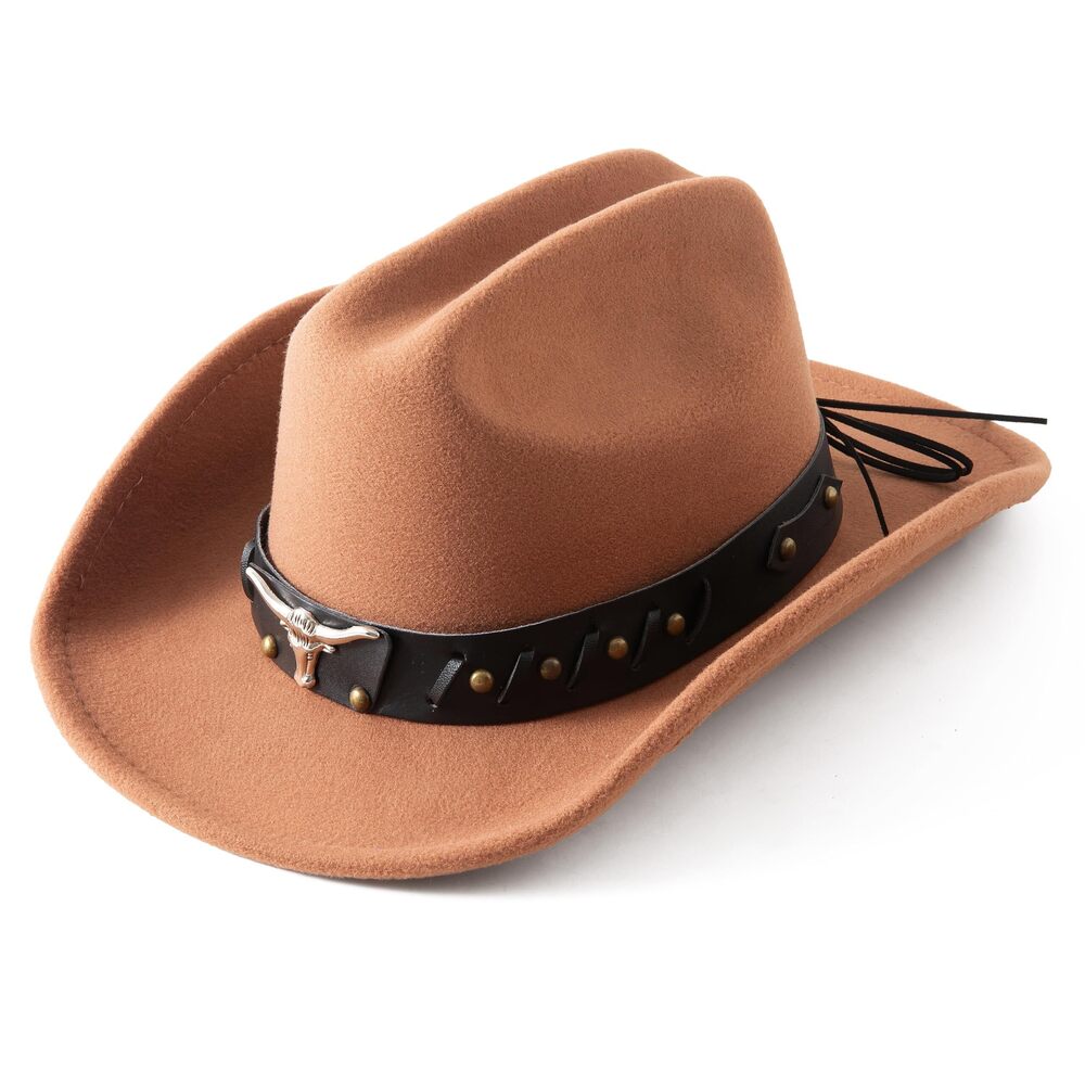 8891 Cowboy Hat and with Shapeable Wide Brim Felt Western Hats for Cowboys